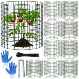 10 Pack Plant Protectors from Animals, 14" Dia X 14" H Wire Plant Protector Cage, 30pcs Metal Mesh Garden Cloches to Keep Rabbits, Squirrels and Chicken Out and Protection Vegetables Flowers Shrubs
