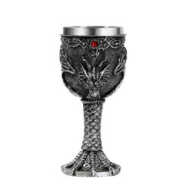 Ottalent Silver Dragon Goblet,Medieval Stainless Steel Dungeons and Dragons Chalice. Dragon Gift Collectible