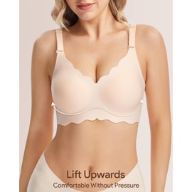 Angelhood Wireless Bras for Women Seamless Bra Ultimate Comfort Bralette No Underwire Bras with Bra Extenders 3 Packs, Large