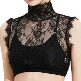 Hollow Out Floral Lace High Neck Fake Collar Detachable Floral Shawl Dress Shirt Decorative False Collar Poncho