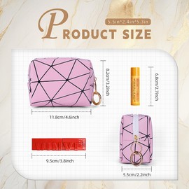 Playexen Mini Makeup Bag, Small Cosmetic Bag for Purse with Ring Buckle, Portable Travel Makeup Pouch for Girls Women Daily Use (Black)