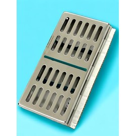 1 Each Sterilization Rack Box with 7 Place Holder Slots Autoclave Casssette - German Stainless Steel CE - Artlab (Green)