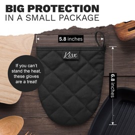 Oven Mitts Heat Resistant – (Black Color) Mini Oven Mitts, Silicone Gloves Heat Resistant, Kitchen Gloves for Cooking, Silicone Oven Mitts & Pot Holders Sets, Kitchen Pot Holders & Oven Mitts Sets