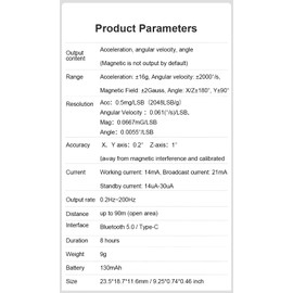 [Accelerometer+Inclinometer] WT9011DCL MPU9250 High Precision 9-Axis Gyroscope + Angle (XY0.05° Accuracy) + Magnetometer with Kalman Filter, Adapter Included in Package