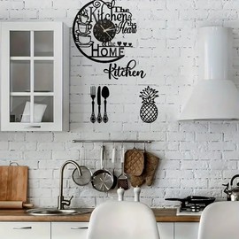 Shinestore Home Kitchen 3D LED Vinyl Record Wall Clock 12 inch Wall Clock Home Modern Room Wall Art Decor Art (Kitchen Black)