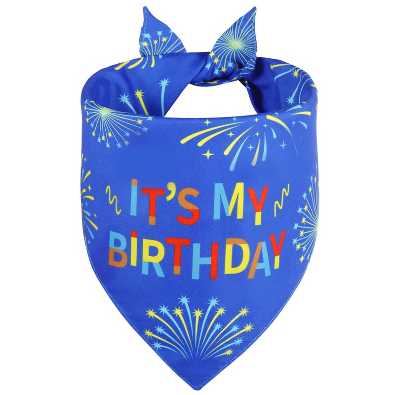 Agroon Blue Dog Birthday Bandana Boy XLarge 1PCS, Durable Triangle