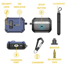 Lopnord for AirPod Pro Case Cover (2023/2022/2019) with Cleaner kit, Automatic Lock Shockproof Case Compatible with AirPods Pro 2nd Generation/1st Generation Case with Keychain for Men Women