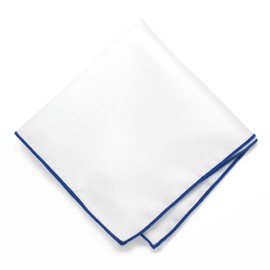 tiemart Tipped Pocket Square (White and Sapphire Blue)
