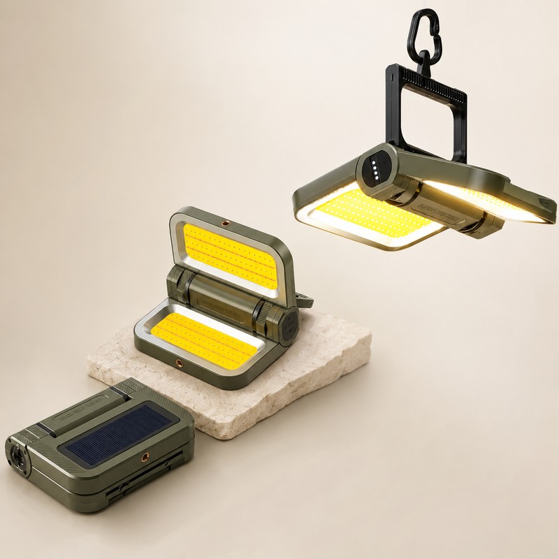 Foldable Solar Camping Light with USB Rechargeable Battery – Portable