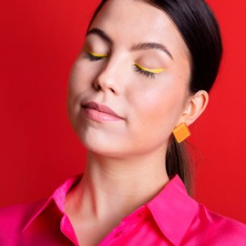 ALEXASCHA® Square Statement Earrings • Extra Large Stud Earrings with Square Glass Stones • Geometric Glass Jewellery Avantgard • 20 mm x 20 mm x 3 mm, Glass