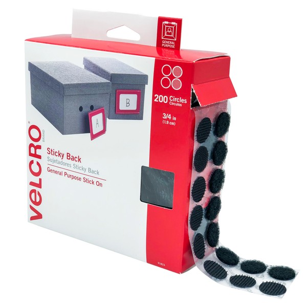 VELCRO Brand Dots with Adhesive Black | 200 Pk |