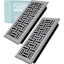 Home Intuition Basketweave Floor Vent Cover 4X14 Inch Floor Register with Mesh Cover Trap Heat and Air Walkable Metal Floor Vent for HVAC Duct, Light Grey
