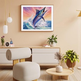 Marlin Fish Swordfish Paint by Number DIY Painting Kits Home Decoration for Adults, Style 16x20in