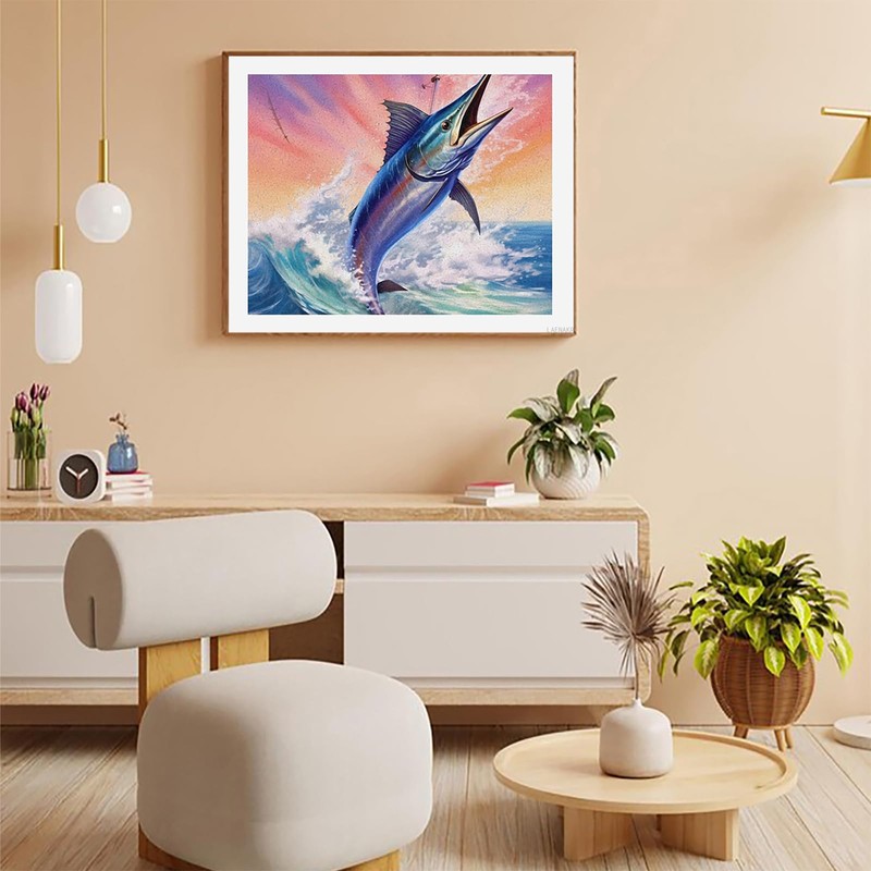 Marlin Fish Swordfish Paint by Number DIY Painting Kits Home