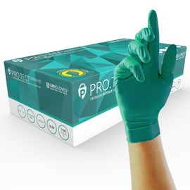 UNIGLOVES Protect Green HD Nitrile Disposable Gloves - Extremely Durable, Disposable Use, Versatile, Powder-Free, Box of 100 Gloves, Size Extra Small (GA0081)