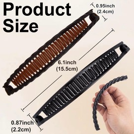 DC,CLISENCE 3 Pcs Large Banana Hair Clips, Vintage Claw Clip for Women, Non-Slip Double Grip Comb for Thick Thin Curly Hairstyles (Black, Coffee, 2 Styles)