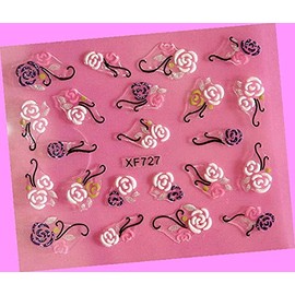 Heart Rose Love Stars Valentine's Day Rhinestone 3D Art Nail Sticker 727 for Nails Design Nail Art Stickers Decals Supplies Manicure Tips Sticker Colorful for Nail Decorations