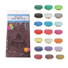 Evershine 6 Pack 84 Inch Plastic Table Cover, Brown Round Disposable Table Covers Plastic Tablecloth