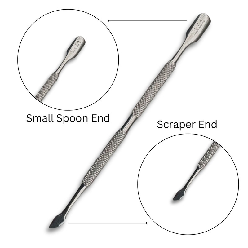 Cuticle Pusher Professional Stainless Steel - Double-Sided Cuticle Tool for