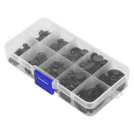 180pcs Ojos de Seguridad de Plástico Y Nariz Ovalada Muñeca Plana Accesorios para Hacer Bricolaje en Varios Tamaños para Osito de Peluche, Muñecas de Punto, Marionetas(Negro)