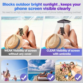 CxStarLiCU Magnetic Phone Umbrella For Sun, Umbrella for iPhone 15 14 13 12 Pro Max Plus, Smart Phone Sun Shade Shield with Bendable Design, Against Outdoor Bright Sunlight Anti-Glare Anti-Reflect
