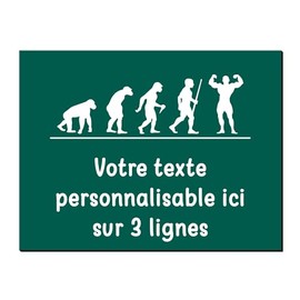 Mygoodprice Dekoschild Evolution Krafttraining aus Aluminium, personalisierbar, 20 x 15 cm oder 30 x 20 cm, Dunkelgrün