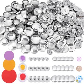 PH PandaHall 120pcs Round Button Covers Fabric Covered Buttons DIY, 3 Sizes Button Cover Kits with Flat Backs Blank Button Making Supplies with Tools for Fabric Cloth FAI Da Te