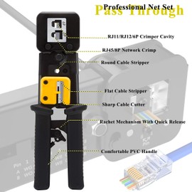 LEATBUY-TECH LEATBUY Network Tool Kit Set, Cable Tester Repair Tools Wire Stripping Cutter, Coax Crimper Plug Crimping, Punch Down RJ11 RJ45 Cat5 Cat6 Wire Data Detector Stripper (Orange), DRED-63S