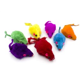 AXEL PETS 20 Colorful Rainbow V2.0 Mice with Catnip and Rattle Sound Made of Real Rabbit Fur Interactive Catch Play Mouse Toy for Feline Cat, Pack of 20 Mice