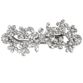 Vintage Hair Barrettes,Sparkly Glitter Navy Blue Crystal Rhinestones Flower Hair Clips French Style Hairpin Pearl Hair Accessories for Women Girls (White-A)