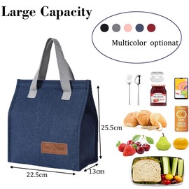 Lunch Bag Cool Bag Insulated Lunch Bag for Women Men, Reusable Leak-Proof Cooler Bag Thermal Lunch Box for Kids Girls Boys Adults, Lunch Bags for Work School Picnic Travel (Blue)