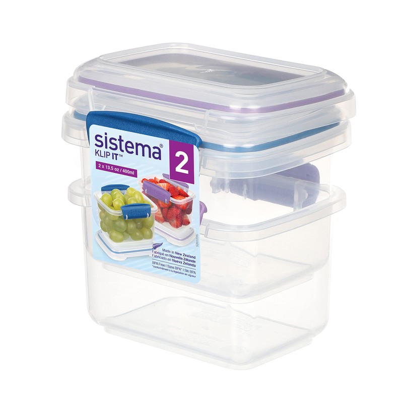 Sistema Klip It Food Storage Container, 400 ml, 2-Pack (Colors