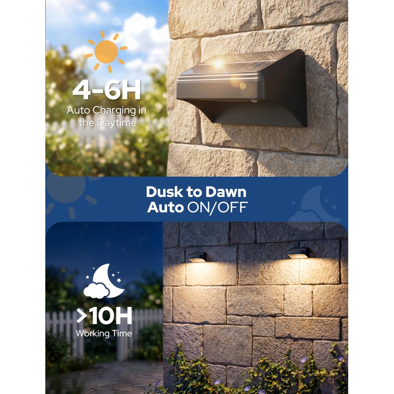 VOLISUN Fence Lights Solar Powered with Remote 2 Pack, Warm