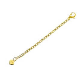 SISGEM Solid 14K Gold Chain Necklace Extenders with Heart, 3 Inch Chain Extender Removable Adjustable Extension for Necklace Anklet Bracelet Extension Chains with Lobster Clasps