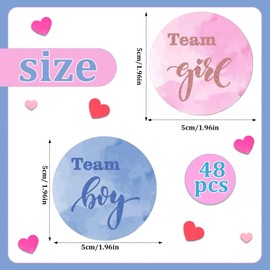 Gender Reveal Stickers 48pcs,Team Boy or Girl Labels Baby Shower,Ready to Pop Stickers Baby Shower for Baby Shower Decoration Supplies and Gender Reveal Party Games