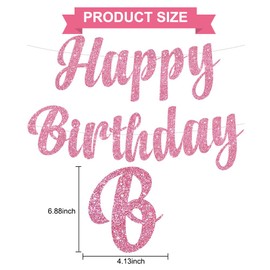BEISHIDA Pink Happy Birthday Banner - NO DIY,Happy Birthday Banner,Pre-Strung Glitter Happy Birthday Decorations, Happy Birthday Sign for Women,Happy Birthday Garland,Happy Birthday Backdrop