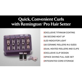 Remington Pro Hair Setter Hot Rollers, Curlers With Thermaluxe Advanced Thermal Technology