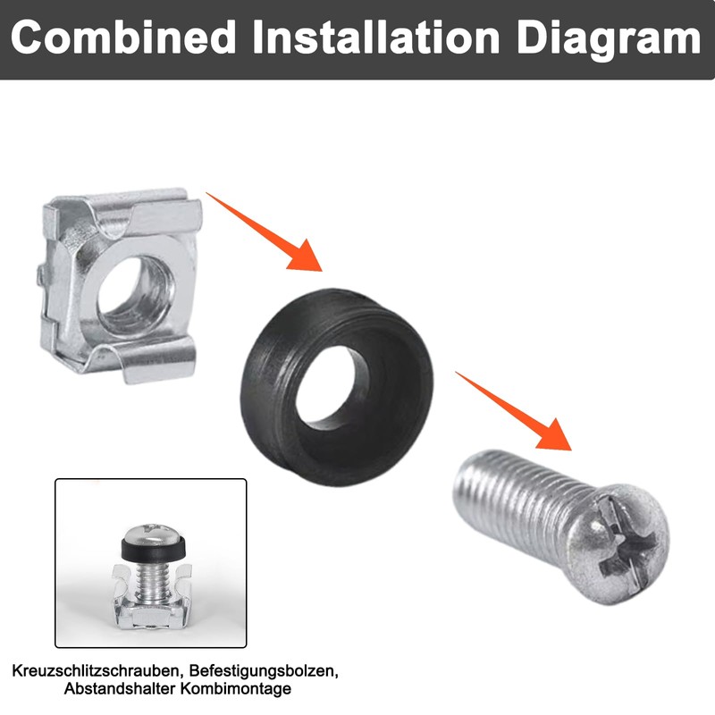 M6 Rack Mount Cage Nuts, 50 Pcs Screws and Washers,