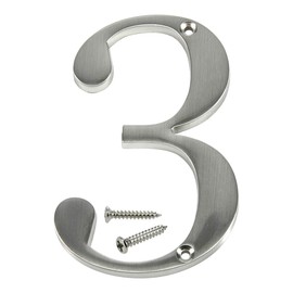 Distinctions by Hillman 843323 4-Inch Brushed Nickel Flush-Mount House Number 3