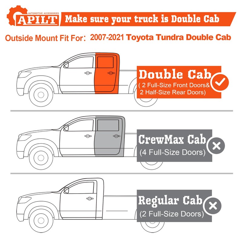 APILT Outside-Mount Rain Guards Window Visors for 2022-2025 Toyota Tundra