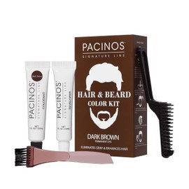 Pacinos Instant Hair and Beard Touch Up - Mess Free, Sweat Resistant - Natural and Compact (Dark Brown)