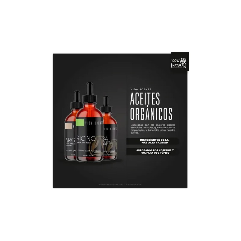 Aceite De Ricino 100 Puro, Natural 50 Ml. Vida Scents