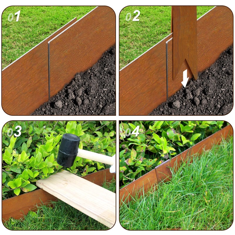 Meyoppm Corten Steel Landscape Edging 40 Inch Strips, 6-Inch Depth