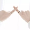 Dtup Set Anillos Pareja Calidad Oro Negro Bambú Elegante Regalo