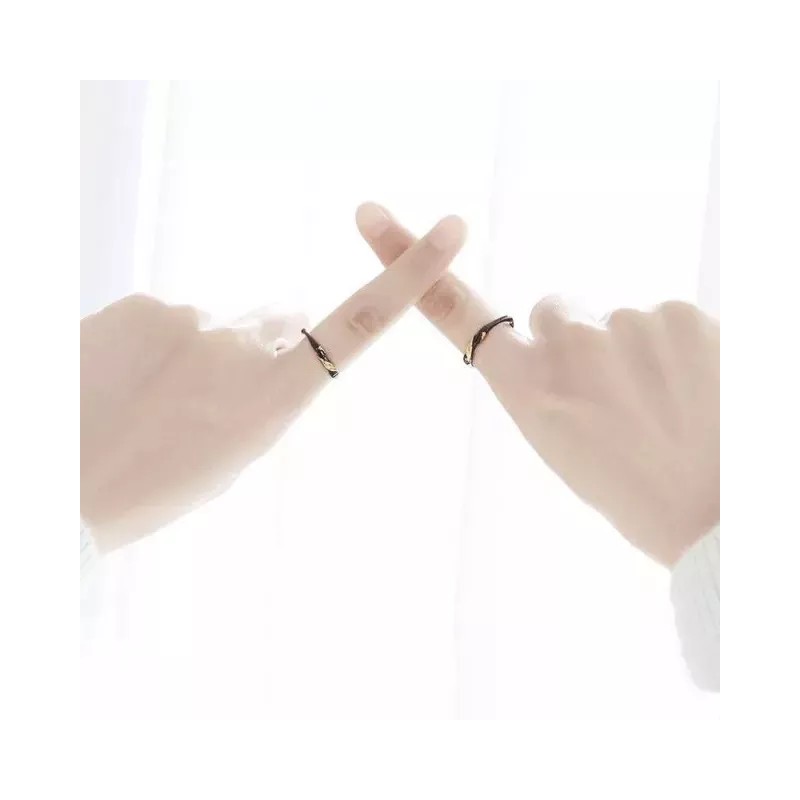 Dtup Set Anillos Pareja Calidad Oro Negro Bambú Elegante Regalo