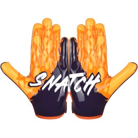 SNATCH Football Gloves, Youth Football Gloves Tacky Receiver Gloves, Football Gloves for Kids 8-12 Skin Tight Game Day Football Gloves Youth & Adult Sizes