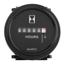 Qiilu DC 10-80V Round Mechanical Hour Meter Gauge Timer Hourmeter for Car Truck Boat Engine