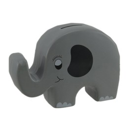 Whimsical Gray Ceramic Elephant Kids Money Bank