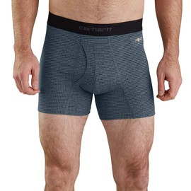 Carhartt mens Base Force 5" Inseam Tech Boxer Briefs, Navy Grid, Large US