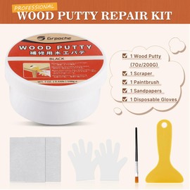 Wood Filler Putty, Black Wood Putty Filler Paintable, Stainable, Sandable, 7 Ounce Furniture Repair Kit, Quickly Repair Holes, Cracks, Chips and Scorched Areas of Wooden Furniture Floor, Easy to Use